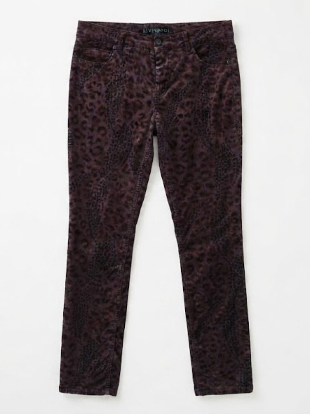 Plum Slim Straight Animal Print Velvet Pants